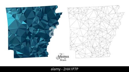 Carte Poly basse de l'État de l'Arkansas (États-Unis).Illustration du vecteur de forme polygonale sur fond blanc.Territoire des États-Unis d'Amérique. Illustration de Vecteur