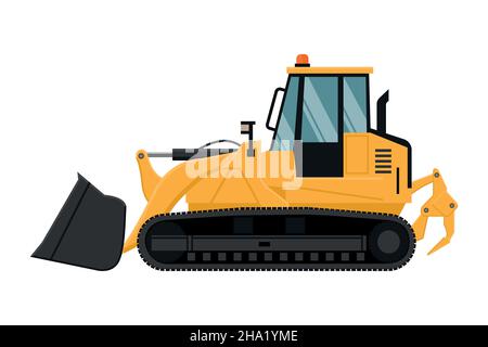 chargeuse caterpillar, vecteur machine jaune sur fond blanc Illustration de Vecteur