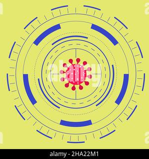 Virus dans les réticules d'une cible.Métaphore de la lutte contre le virus, l'épidémie.Concept de combat épidémiologique. Illustration de Vecteur