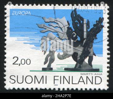 FINLANDE - VERS 1993: Timbre imprimé par la Finlande, montre sculptures, vers 1993 Banque D'Images