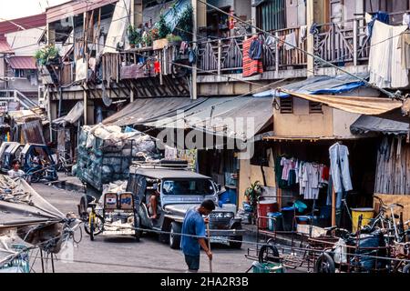 Bidonville de Tondo, centre de Manille, Philippines Banque D'Images