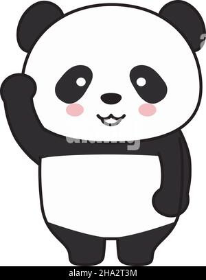 Panda agite une main.Illustration vectorielle isolée sur fond blanc. Illustration de Vecteur