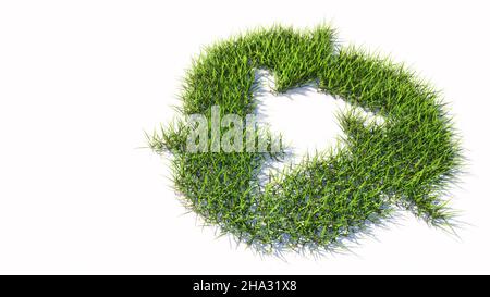 Concept ou conceptuel vert été pelouse herbe symbole isolé fond blanc, panneau de recyclage.métaphore de l'illustration 3d pour le recyclage, la réduction des déchets Banque D'Images