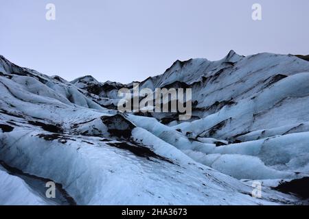 Le glacier de Solheimajokull en hiver, Islande Banque D'Images