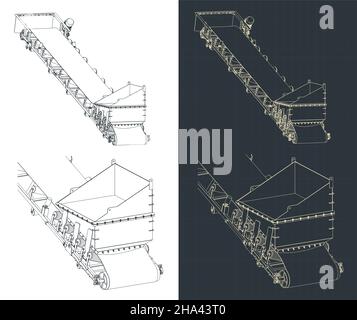 Illustration vectorielle stylisée des modèles de convoyeur de levage Illustration de Vecteur