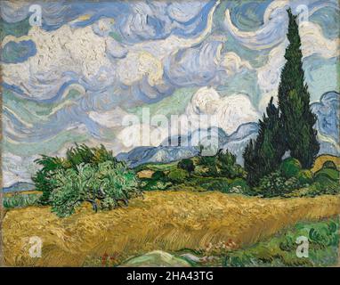 Vincent van Gogh ; champ de blé avec cyprès, 1889, huile sur toile, met, New York,États-Unis Banque D'Images