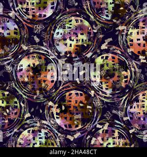 Imprimé camouflage géométrique exotique multicolore de boho.Motif de répétition détaillé pour le sol sombre automnal sans couture. Banque D'Images