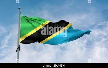 3D-Illustration d'un drapeau tanzanien - drapeau de tissus d'ondulation réaliste. Banque D'Images