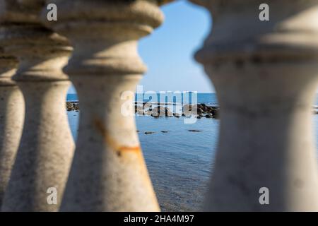 colonnes de la terrasse mascagni à livourne, toscane, italie Banque D'Images