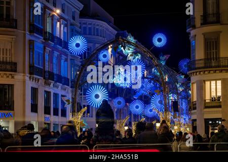 Éclairage de Noël sur Calle Larios.Málaga, Andalucía, Espagne, Europe Banque D'Images