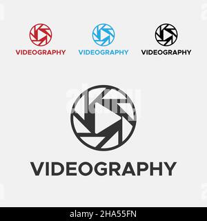 Logo vidéographie couleur bleu et noir.Logo Media Play. Illustration de Vecteur
