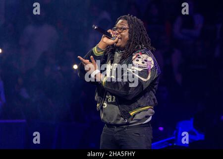 Chicago, États-Unis.09th décembre 2021.Le rappeur Lucki (Lucki Camel Jr.) lors de la sortie de l'album Juice WRLD Day 'Fighting Demonss', le 9 décembre 2021, à United Center à Chicago, Illinois (photo de Daniel DeSlover/Sipa USA) Credit: SIPA USA/Alay Live News Banque D'Images