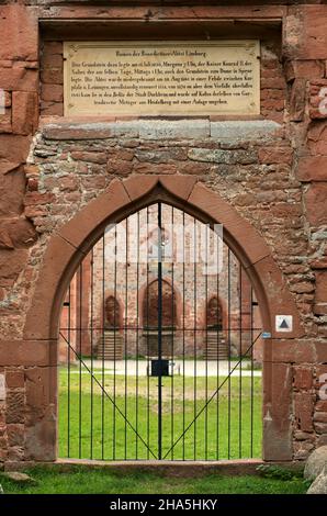 porte du monastère du limbourg et du haardt en ruines, ancienne abbaye bénédictine, route des vins allemands, bad dürkheim, rhénanie-palatinat, allemagne Banque D'Images