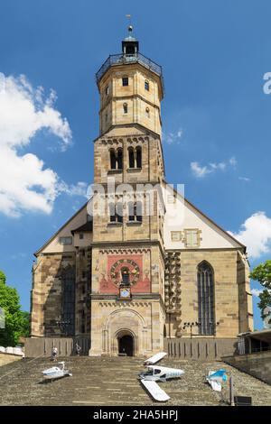 escaliers de l'église sankt michael pendant le théâtre en plein air, salle schwäbisch, hohenlohe, bade-wurtemberg, allemagne Banque D'Images