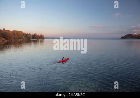 lac de constance, mainau, canoéistes, automne doré, humeur du soir Banque D'Images