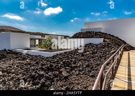 timanfaya information et centre des visiteurs,mancha blanca,centro de visites e interprétación,lanzarote,canaries,espagne,europe Banque D'Images