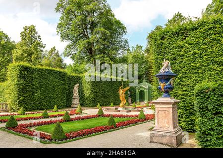 Westparterre dans le parc de Linderhof Palace, Ettal, Bavière, Allemagne Banque D'Images