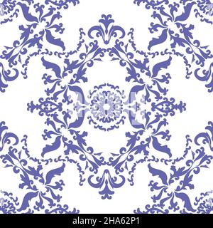 Décoration sans couture vintage de style oriental.Motif vectoriel classique vintage.Violet et blanc.Décoration sans couture pour tissu, papier peint, carreaux ou Illustration de Vecteur