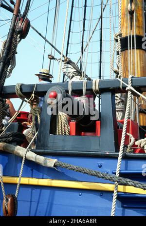 HMB Endeavour, une reproduction du navire utilisé par le capitaine James Cook lors de ses deuxièmes voyages dans l'océan Pacifique. Banque D'Images