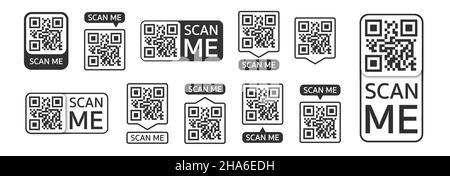Jeu de codes QR.Modèle de cadres avec texte : scannez-moi et code QR pour smartphone, application mobile, paiement et remises.Codes de réponse rapide.Illustration vectorielle Illustration de Vecteur