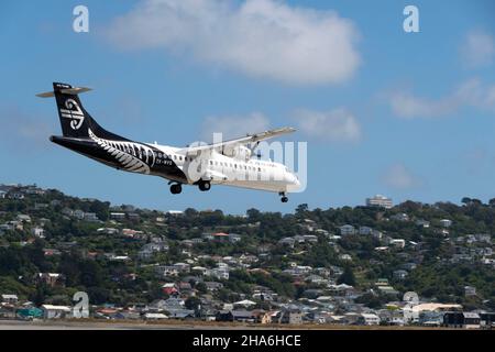 Aeropatiale ATR 72-600, avion, ZK-MVQ, Air Nouvelle-Zélande, aéroport de Wellington,Île du Nord, Nouvelle-Zélande Banque D'Images
