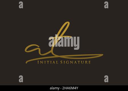 AT Letter Signature logo Template logo élégant.Illustration du vecteur de lettrage calligraphique dessiné à la main. Illustration de Vecteur