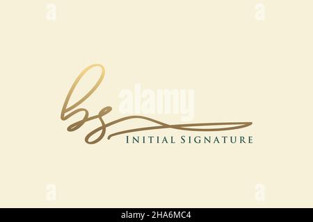 Modèle de logo Signature lettre BS logo élégant.Illustration du vecteur de lettrage calligraphique dessiné à la main. Illustration de Vecteur