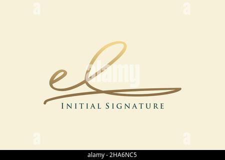 MODÈLE DE logo SIGNATURE LETTRE EL logo élégant.Illustration du vecteur de lettrage calligraphique dessiné à la main. Illustration de Vecteur