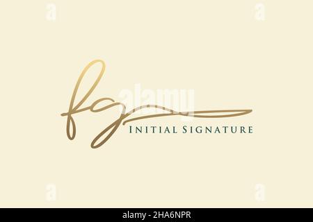 Modèle de logo FG Letter Signature logo élégant.Illustration du vecteur de lettrage calligraphique dessiné à la main. Illustration de Vecteur