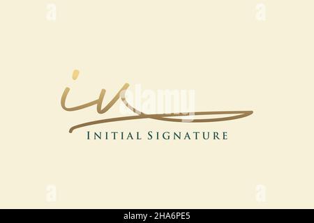 IV lettre Signature logo Template Design élégant logo.Illustration du vecteur de lettrage calligraphique dessiné à la main. Illustration de Vecteur