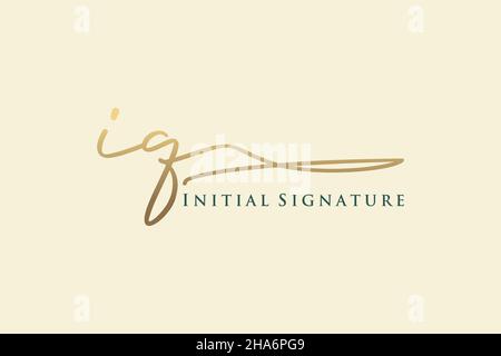 IQ Letter Signature logo Template Design élégant logo.Illustration du vecteur de lettrage calligraphique dessiné à la main. Illustration de Vecteur