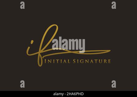 IF Letter Signature logo Template logo élégant design logo.Illustration du vecteur de lettrage calligraphique dessiné à la main. Illustration de Vecteur