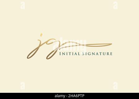 Modèle de logo JG Letter Signature logo élégant.Illustration du vecteur de lettrage calligraphique dessiné à la main. Illustration de Vecteur