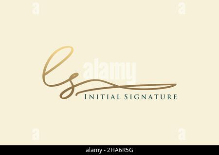 Modèle de logo Signature lettre LS logo élégant.Illustration du vecteur de lettrage calligraphique dessiné à la main. Illustration de Vecteur