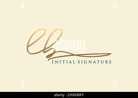 MODÈLE DE logo SIGNATURE LETTRE LB logo élégant.Illustration du vecteur de lettrage calligraphique dessiné à la main. Illustration de Vecteur
