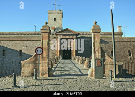 Château de Montjuic à Barcelone, Catalogne, Espagne Banque D'Images