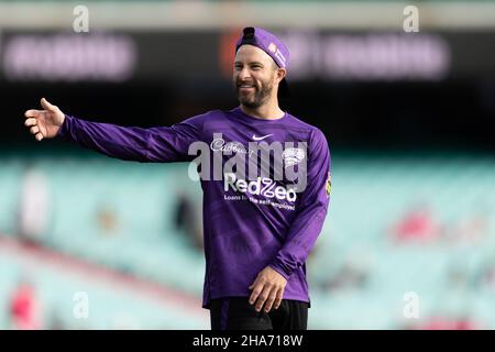 Sydney, Australie.11th décembre 2021.Matthew Wade Capitaine de Hobart ouragan regarder pendant le match entre Sydney Sixers et Hobart Hurricanes au Sydney Cricket Ground, le 11 décembre 2021, à Sydney, en Australie.(Usage éditorial seulement) Credit: Izhar Ahmed Khan/Alay Live News Banque D'Images