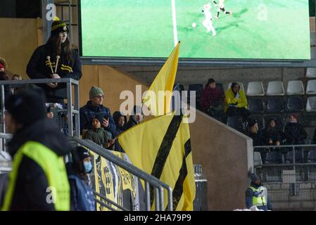 Göteborg, Suède.04th décembre 2021.Hisingen Arena, Göteborg, Swed Supporters of BK Hacken pendant le match de l'UEFA Womens Champions League dans le groupe D entre BK Hacken et le FC Bayern Munich le 9 2021 décembre à l'arène Hisingen à Göteborg, Suède Sven Beyrich/SPP crédit: SPP Sport Press photo./Alamy Live News Banque D'Images
