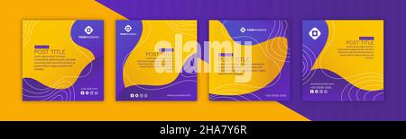 Vecteur de messages sur les réseaux sociaux modernes et dynamiques.Modèle violet et jaune. Illustration de Vecteur