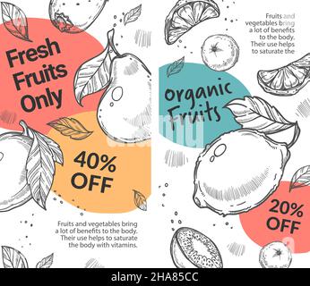 Réduction de 40 % sur les fruits biologiques et frais Illustration de Vecteur