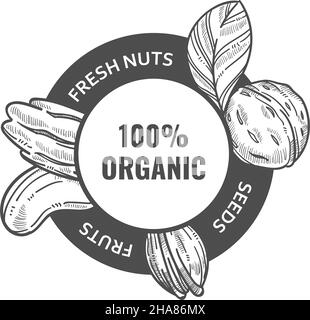 Produits de qualité supérieure, noix et graines produits biologiques et naturels.Ingrédients pour une alimentation et une nutrition saines et équilibrées.Délicieux mélange de walnu Illustration de Vecteur