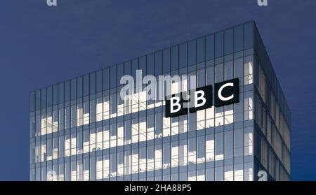 Londres, Royaume-Uni.31 octobre 2021, usage éditorial seulement, 3D CGI.BBC British Broadcasting Corporation est un réseau de télévision multinational.Plan de travail Banque D'Images