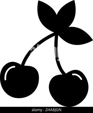 Cherry Glyph Icon fruit Vector Illustration de Vecteur