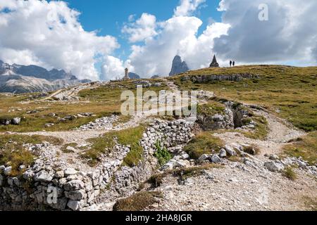 Vue sur Monte Piana dans les Alpes Dolomites, Italie Banque D'Images