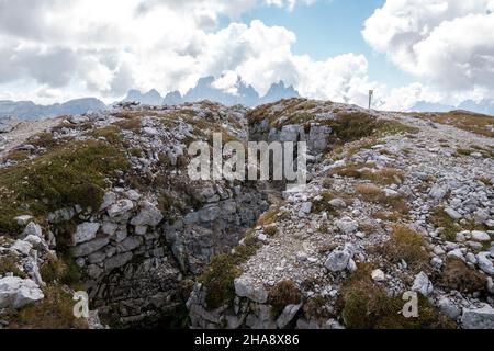 Monte piano, vestiges de la guerre mondiale, Dolomiti, Italie Banque D'Images