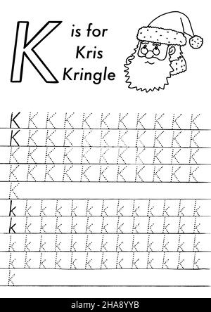 Feuille de recherche ABC préscolaire de Noël et du nouvel an.Jeu éducatif simple imprimable avec des images et des lettres de coloriage.Les enfants apprennent des pages. Illustration de Vecteur