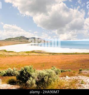 Antelope Island et Wasatch Mountains Great Salt Lake Utah États-Unis Banque D'Images