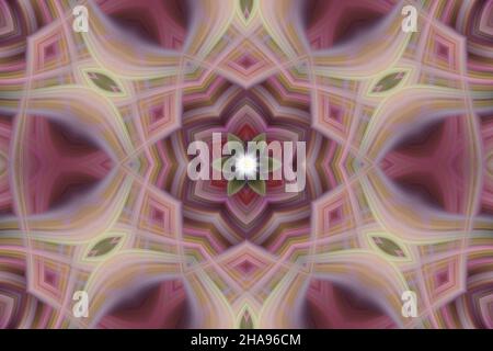 Art numérique, 3D illustration, motif géométrique abstrait de kaléidoscope dans des tons de rose Banque D'Images