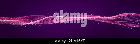 3D rendu d'une vague pourpre futuriste.Tri des données analytiques Banque D'Images