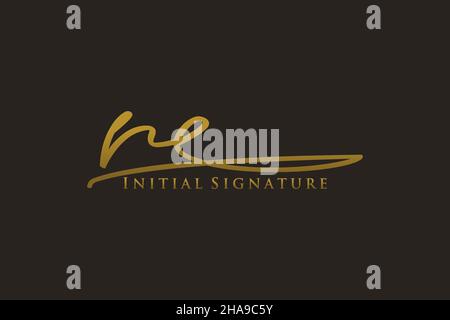MODÈLE DE logo SIGNATURE LETTRE RE logo élégant.Illustration du vecteur de lettrage calligraphique dessiné à la main. Illustration de Vecteur